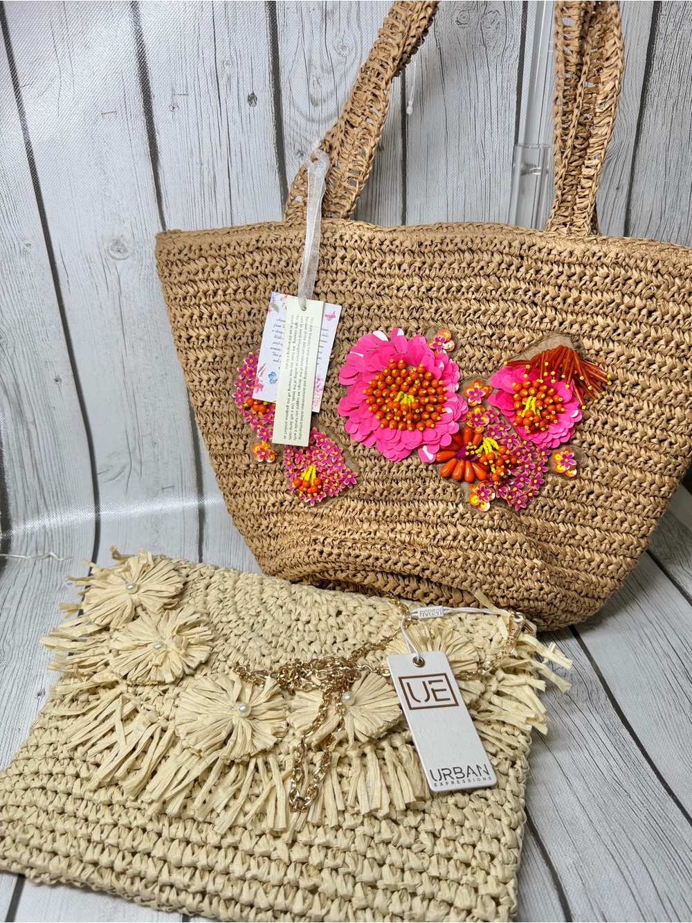 BRAND NEW Urban Expressions & Made in India Woven Tote — Tote & Handbag Bundle